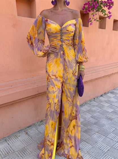 Gregoria | Vestido Largo Floral con Escote Profundo