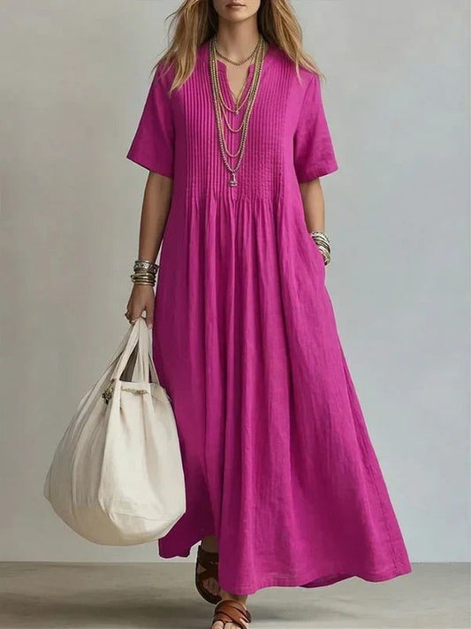 Vestido plisado Simone en color rosa