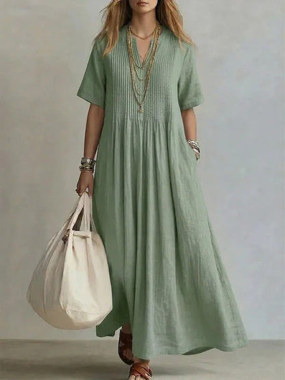 Vestido plisado Simone en color verde
